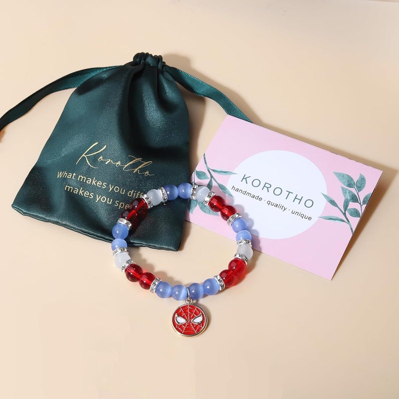 Korotho Spider Bracelet Spider Superhero Energy Stone Beaded Bracelet for Teen Girls Boys Man, Christmas Birthday Gifts Ideas Inspirational Charm Bracelets Jewelry for Son Daughter Friends - Image 3